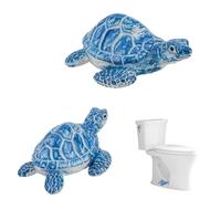 2pcs Decorative Ceramic Toilet Bolt Covers, Cute Sea Turtle Toilet Screw Caps Animal Commode Screw Plug for Home Bathroom Ocean Beach Coastal Decor Decoration, Easy Installation (Blue)