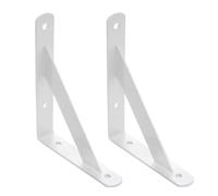 2pcs Decorative Floating Shelf Bracket, Wall Mounted Rustic Iron, 90 Degree | Heavy-duty corner triangle metal support for storage; antique finish; space-saving for kitchen, office(White,185x300mm)