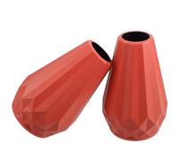 2pcs Decorative Plastic Vases for Artificial and Dried Flowers | Rounded Mouth, Smooth Finish, Lightweight Build, Easy to Clean, Orange Pair for Dining Spaces