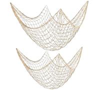 2PCS Decorative Rope Netting Set, Fishing Nets 100x200 cm and 100x150 cm, Fish Net for Nautical Theme Decor