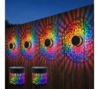 2PCS Decorative Solar Mandala Lights,Colorful Solar Mandala Fence Lights, Mandala Theme Waterproof Wall Deck Step Light for Garden Post Patio Backyard Decor (2PCS)
