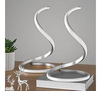 (2pcs) Decorative Table Lamp, Miniature Bedside Lamp, 3 Colors Temperature Dimmable LED Modern Spiral Style for Modern Bedroom, Living Room and Office Lighting and Decorative Arc Art (19*19*34 Silver)