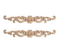 2Pcs Decorative Wood Appliques, 13.4x2.0 Inch Carved DIY Unpainted Wood Appliques and Onlays for Cabinet Dresser Bed Wall and Onlays