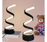 2PCS DecorativeBlack Table Lamp, Miniature Nightstand Lamp, 3 Colors Temperature Dimmable LED Modern Spiral Style for Modern Bedroom, Living Room and Office Lighting and Decoration Curved Art (Black)