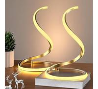 (2PCS) DecorativeGold Table Lamp, Miniature Nightstand Lamp, 3 Colors Temperature Dimmable LED Modern Spiral Style for Modern Bedroom, Living Room and Office Lighting and Decoration Curved Art Gold