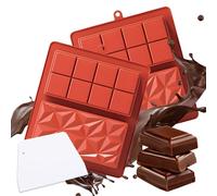 2PCS Deep Chocolate Bar Moulds, Break Apart Chocolate Moulds, Silicone Chocolate Mould with a Spatula, for DIY Baking Candy Ice