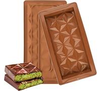 2Pcs Deep Chocolate Bar Moulds, Silicone Chocolate Bar Mould Deep, Diamond Chocolate Bar Mould, Thick Chocolate Bar Moulds Silicone, Heat Resistant Reusable Dubais Chocolate Mould For Chocolate Making