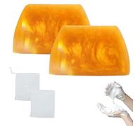 2Pcs Deep Cleansing Moisturizing Golden Perfume Soap,Silky Nourishment Gold Soap for for Face and Body,Natural Mild Handmade Essential OilSoap