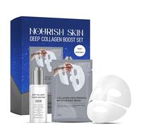 2PCS Deep Collagen Boost Set - Anti-Wrinkle Face Serum & Hydrating Collagen Sheet Mask - Facial Kit for Glowing Skin - Skin Care Set for Lifting and Firming - Reduce Fine Line & Moisturizing