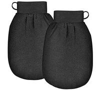 2Pcs Deep Exfoliating Mitts Microdermabrasion at Home, Exfoliating Gloves Visibly Lift Away Dead Skin, Part of the Best Body Care Kit for Women & Men Exfoliator Tool(Black)