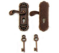 2Pcs Delicate Dollhouse Miniature Door Lock Fancy Mini Doll House Door Knobs Vivid Toy Model With Long Door Handle Bronze 1 Pair
