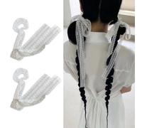 2pcs Delicate Lace Headband With Ribbons Ponytail Holder Elastic Hair Tie Ropes Decorations Women Large Hair Scrunchies Ribbon Headband