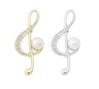 2Pcs Delicate Music Note Brooch Lapel Pin for Women Rhinestone G Clef Musical Pins Scarf Jackets Dress Suit Brides Corsage Brooche Musician Bouquet Wedding Jewelry Gifts, Large, Alloy Steel, cubic