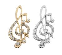 2Pcs Delicate Music Note Brooch Lapel Pin for Women Rhinestone G Clef Musical Pins Scarf Jackets Dress Suit Brides Corsage Brooche Musician Bouquet Wedding Jewelry Gifts, Large, Alloy Steel, cubic