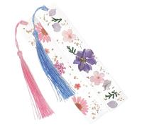 2pcs Delicate Resin Bookmark with Tassel for Students and Readers | Vintage Floral Page Marker, Smooth Finish, for Textbooks, Paperbacks, Commute Reading and Office Use