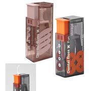 2PCS Dental Floss Boxes, Automatically Pop-Up Dental Floss Dispenser with 20 Floss Picks, Portable Toothpick Storage Box, Transparent Travel Hygienic Toothpick Tube