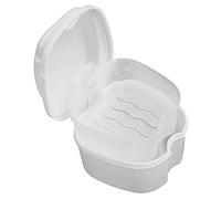 2PCS Denture Case, Denture Cup with Strainer, Denture Bath Case Effective Compact False Teeth Full Protection Denture Bath Box for Trip White