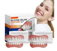 2PCS Denture Silicone Reline Kit,Soft Denture Reline Kit,Dentures False Teeth Set for Adults,Snap on Dentures Upper and Lower Matching Set,Clip on Veneers Top and Bottom,Dentures for Missing Teeth