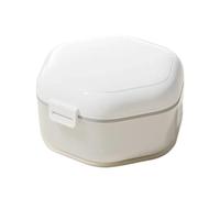 2pcs Denture Storage Box Case Brush Set Dental Retainer False Teeth with Strainer Cups Soaking Dentures for False Teeth(White)