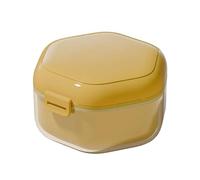 2pcs Denture Storage Box Case Brush Set Dental Retainer False Teeth with Strainer Cups Soaking Dentures for False Teeth(Yellow)