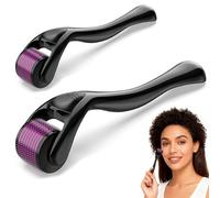 2PCS Derma Roller, 1.0mm Beard Growth Microneedle Roller, Microneedling Roller for Hair Growth Suitable Men and Women (Purple)