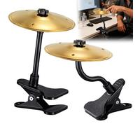 2PCS Desktop Cymbal, Desk Symbol Drum, Easy Clip-On Mini Cymbals for Drumer Music Lovers, Relief Your Working & Studying Stress, Fun Desk Accessory for All Type of Desks, Easy Installations - Gold