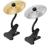 2Pcs Desktop Cymbal, Easy Clip-On Mini Car Cymbal Air Vent Drum Accessory, Stainless Steel Drumer Music Lovers Gifts, Stress-Relieving Fun Desk Decor Suitable for 0.4''-1.6'' Countertop(Gold+Silver)
