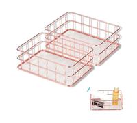 2PCS Desktop Storage Basket, Rose Gold Metal Wire Basket Nordic Iron Organizer Container Metal Storage Baskets Fruit Storage Basket Makeup Desk Organizer for Office, Desktop, Kitchen, Home(S)
