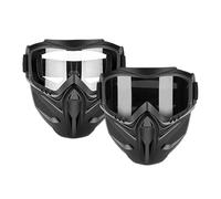 2Pcs Detachable Full Face Protective Mask, 2-in-1 Anti-Fog Dust-Proof Safety Goggles, Adjustable Yard-Work Coverlet for Mowing Cycling Woodworking E