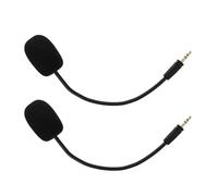 2pcs Detachable Gaming Headset Mic Boom with 3.5mm Connector for PC | Flexible Gooseneck Positioning, Sponge Cap, Team Voice, Quick Mute Control, Black Finish