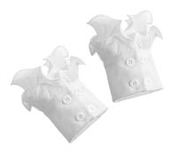 2Pcs Detachable White Wrist Cuffs, Women Girls White Ruffle Sleeve Cuffs, Versatile Shirt Cuff Women's Fake Sleevecuffs Pleated Oversleeve, for Shirt Sweater Blouse Coat, Adjustable Button Design