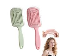 2PCS Detangle Hair Brush, Curved Vent Brush, No Tugging Detangler Styling Comb Vented Hair Straightening Brushes, Friendly Detangler for Long Thick, Curly, Straight, Wet Hair
