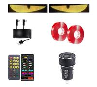 2pcs Devil Led Eyes Light for Cars, with Remote Control 13.7 * 4inches Automotive Soft Screen, Square Flexible Screen Car Eyes Led Windscreen Lights, Suitable For Cars, Trucks, Parties, Shops