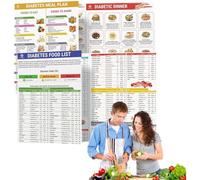 2Pcs Diabetic Food Chart, Diabetic Food Meal Planner, Glycemic Index Food Guide Chart, Diabetic Food Meal Planner, Low Sugar Food List Planner Chart for Diabetic for Home (E)