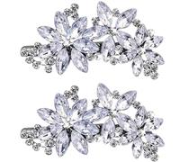 2PCS Diamante Hair Clips for Women Barrette Crystal Clips for Short Hair Silver Sparkly Hair Pins for Bride Wedding Hair Accessories Elegant Jewelry Hair Decorations Party Gift (Csty-A)
