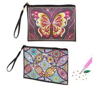 2Pcs Diamond Art Kids Painting Handbag Diamond Painting Bag and Purses, 5D DIY Craft Kits for Kids Cosmetic Bag with Zipper, Diamond Art Bags for Women Girls Gift