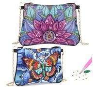 2Pcs Diamond Art Painting Handbag and Purses, 5D DIY Craft Kits for Kids, Cosmetic Bag with Zipper, Art Bags for Women and Girls Gift