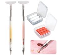 2Pcs Diamond Art Pens Automatic Refillable Wax Pen Metal Diamond Painting Pens Self-Sticking Twistable Glue Pen Point Drill Pens with Correction Tip for Rhinestone Nail Gem Bead Art DIY Crafts