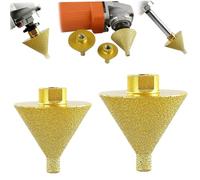 2Pcs Diamond Beveling Chamfer Bit for Angle Grinders Sturdy 38mm & 50mm Countersink Drill Bit Set Umbrella Shape Diamond Drill Bits for Porcelain Tiles Countersink, Bi