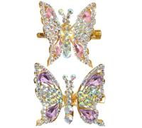 2pcs Diamond Butterfly Hair Clips for Bridesmaids Metal | Rhinestone Finish, Shiny Decorative Accent, Curly Hair and Half-up Styles, Beach Photo Shoots