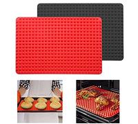 2pcs Diamond Chef Silicone Baking Pan, 15.3 x 10.6Inch Multifunctional Outdoor BBQ Pyramid Mat Tray Mould Sheets Fat Reducing Cooking Heat Resistant Non-Slip Reusable Bakeware Baking Mats