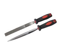 2pcs Diamond File Set Half Round & Taper Flat Stone Glass Metal Tiles Soft Grip