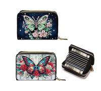 2pcs Diamond Painted Small Coin Purse, 5D DIY Card Holder Zipper Design mini Bag, Exquisite Valentine's Day Gift, Rhinestone Accessories for Women(Dream Butterfly)
