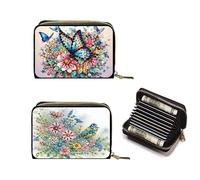 2pcs Diamond Painted Small Coin Purse, 5D DIY Card Holder Zipper Design mini Bag, Exquisite Valentine's Day Gift, Rhinestone Accessories for Women(Magpie and Butterfly)