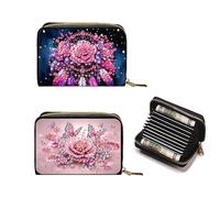 2pcs Diamond Painted Small Coin Purse, 5D DIY Card Holder Zipper Design mini Bag, Exquisite Valentine's Day Gift, Rhinestone Accessories for Women(Pink Dream Catcher)