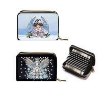 2pcs Diamond Painted Small Coin Purse, 5D DIY Card Holder Zipper Design mini Bag, Exquisite Valentine's Day Gift, Rhinestone Accessories for Women(Angel Wings)