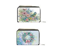 2pcs Diamond Painted Small Coin Purse, 5D DIY Card Holder Zipper Design mini Bag, Exquisite Valentine's Day Gift, Rhinestone Accessories for Women(Magpie Wreath)