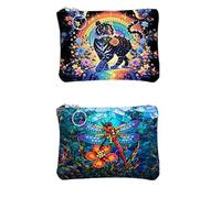2PCS Diamond Painting Small Coin Purse,Rainbow Tiger-Dragonfly 5D DIY Coin Purse mini Cosmetic Bag Zipper Design Exquisite Valentine's Day Gift Women's Rhinestone Accessories