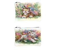 2PCS Diamond Painting Small Coin Purse,Running Lion-Tiger 5D DIY Coin Purse mini Cosmetic Bag Zipper Design Exquisite Valentine's Day Gift Women's Rhinestone Accessories