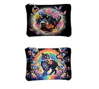 2PCS Diamond Painting Small Coin Purse,Tiger-Flower Dog 5D DIY Coin Purse mini Cosmetic Bag Zipper Design Exquisite Valentine's Day Gift Women's Rhinestone Accessories